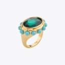 Kurt Geiger Small Oval Cocktail Ring - Green