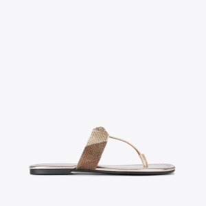 Kurt Geiger Kensington T-bar Sandal - Gold Combination