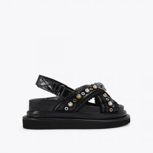 Kurt Geiger Orson Cross Scallop Sandal - Black