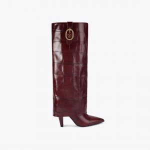 Kurt Geiger Fold Over Tall Boot - Wine
