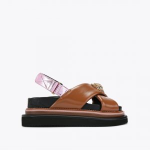 Kurt Geiger Orson Cross Strap Sandal - Tan Combination