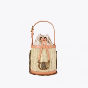 Kurt Geiger Small Chelsea Round Bucket Bag - Beige Combination