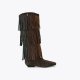 Kurt Geiger Western Fringe Pull On Boot - Dark Brown Combination