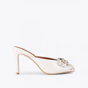 Kurt Geiger Belgravia Stud Bow Mule Heel - Bone Combination