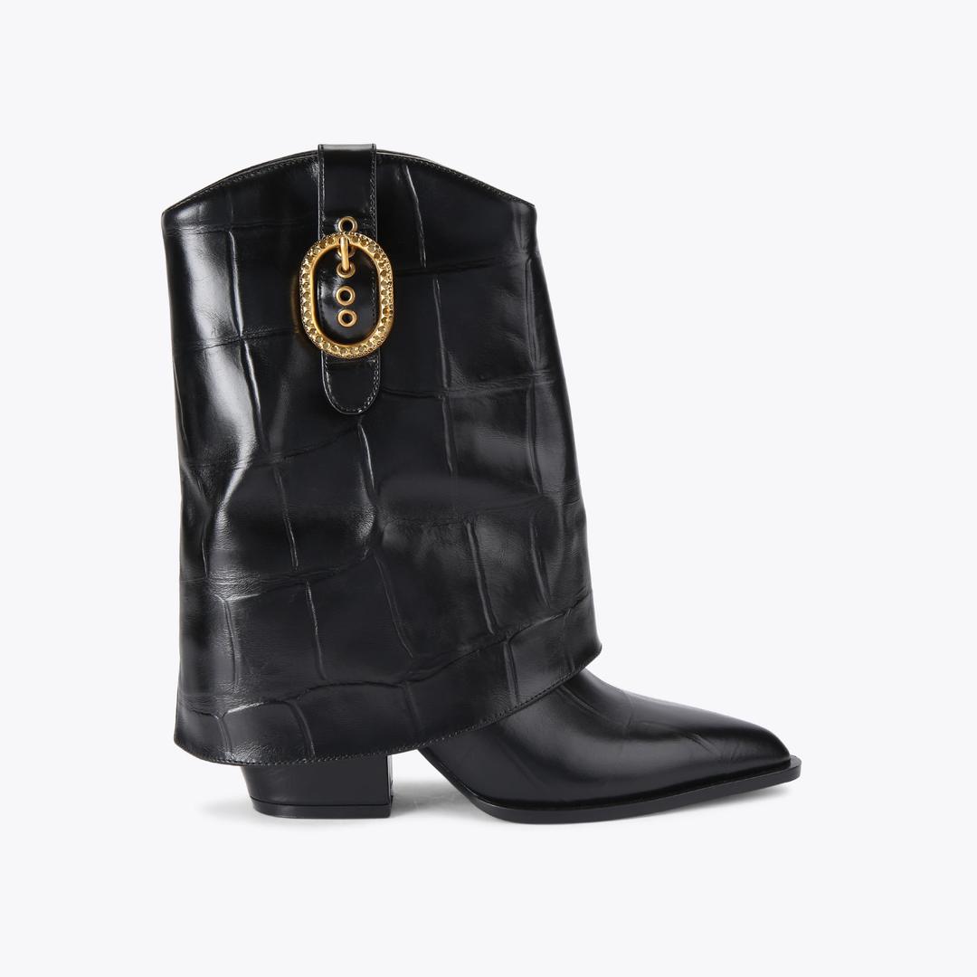 Kurt Geiger Fold Over Ankle Boot - Black