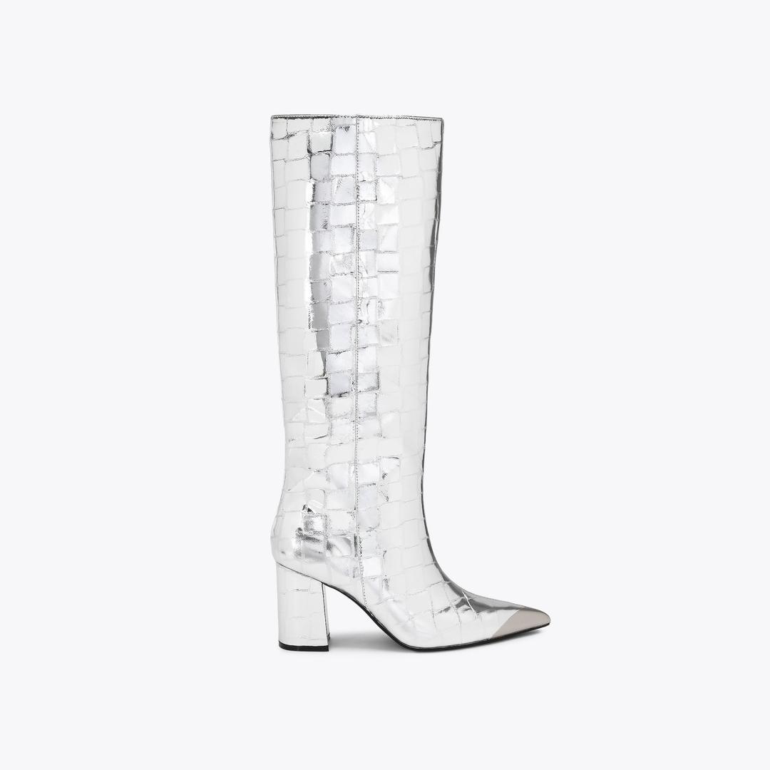 Kurt Geiger Regent Cap Knee Boot - Silver