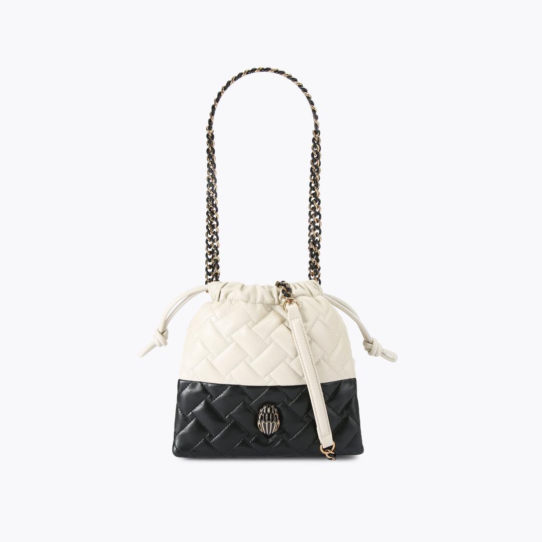 Kurt Geiger Small Kensington Drawstring Bag - Black White