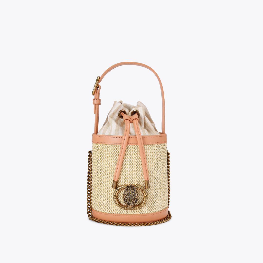 Kurt Geiger Small Chelsea Round Bucket Bag - Beige Combination