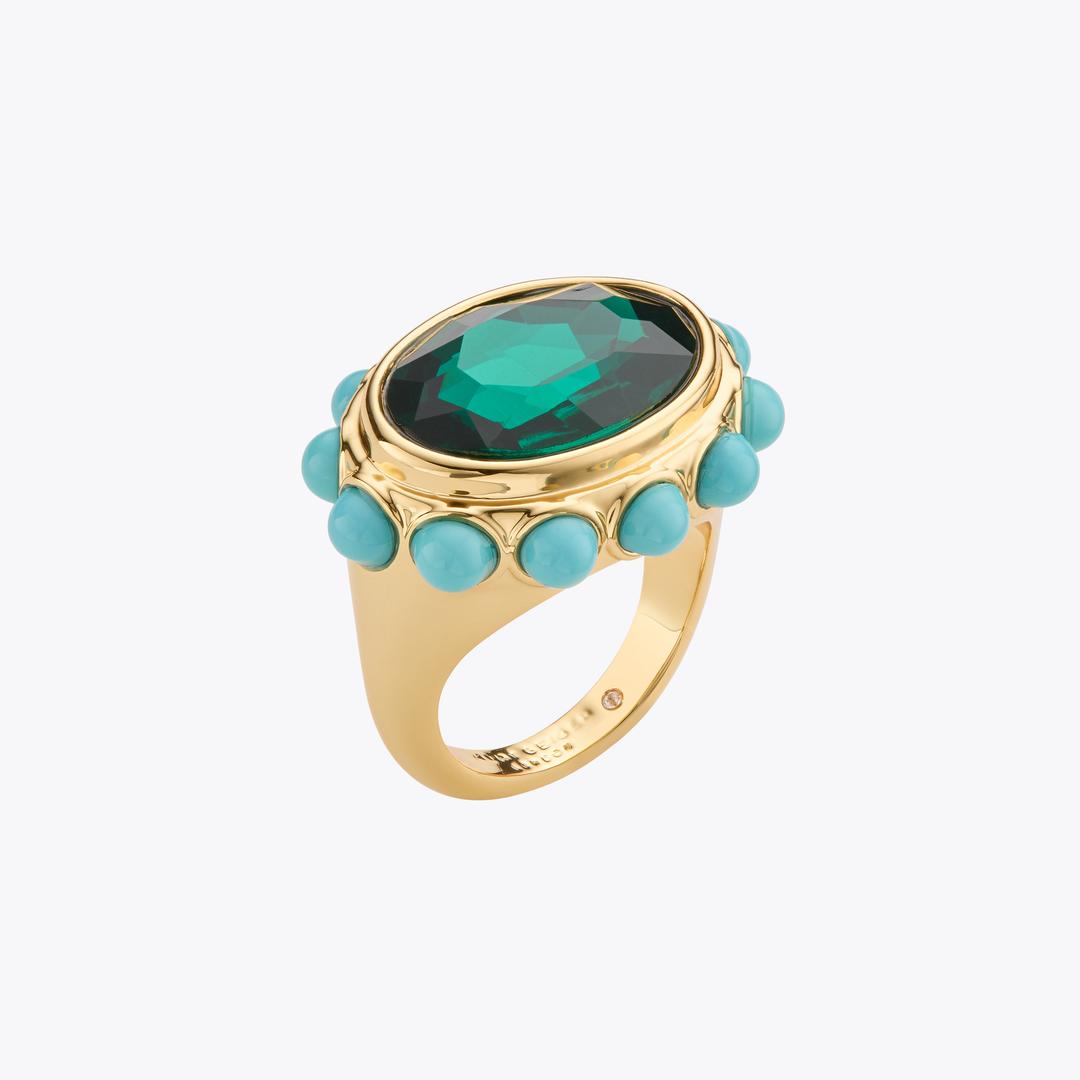 Kurt Geiger Small Oval Cocktail Ring - Green