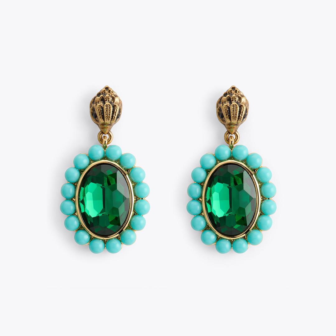 Kurt Geiger Regency Drop Earring - Green