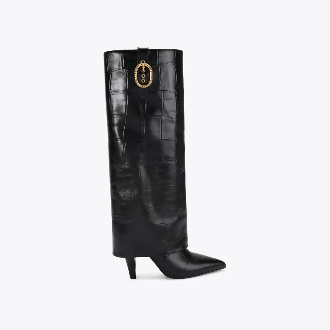 Kurt Geiger Fold Over Tall Boot - Black
