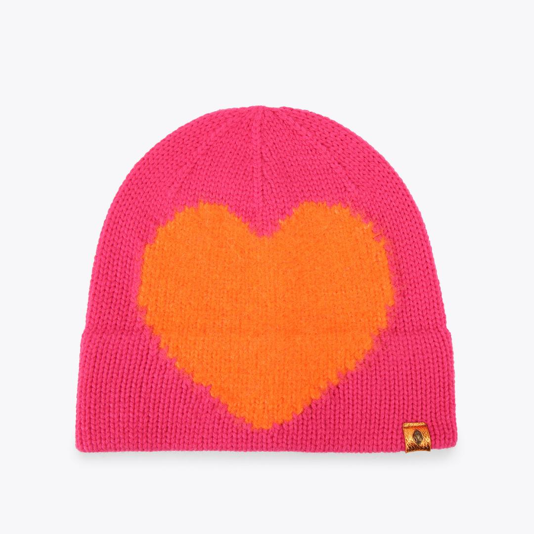 Kurt Geiger Intasia Heart Beanie - FUSHIA