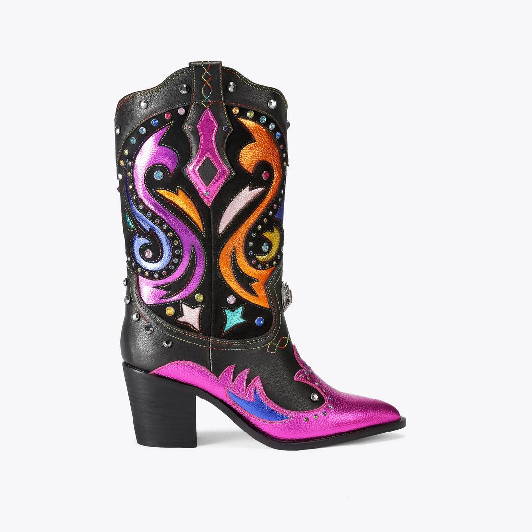 Kurt Geiger Kensington Cowboy Boot - Black Combination