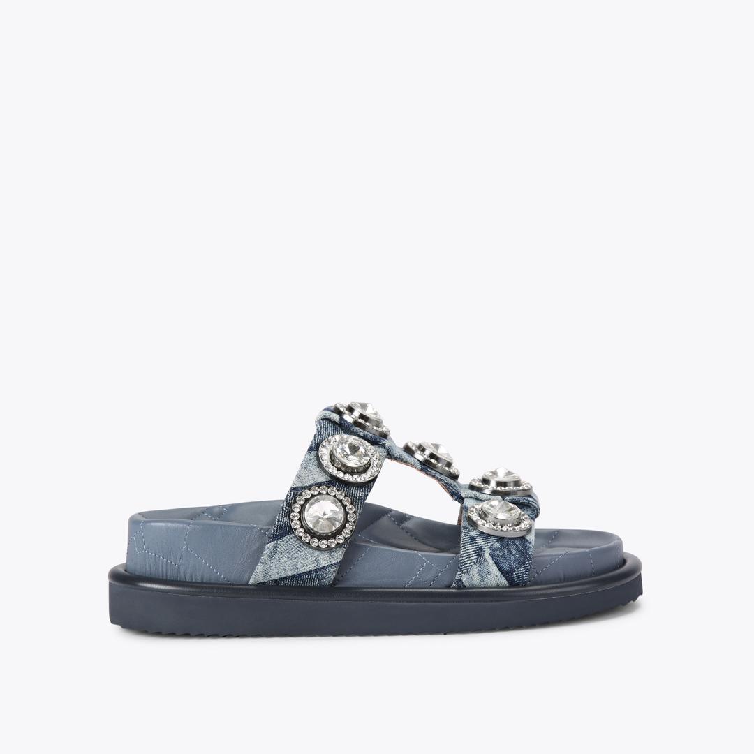 Kurt Geiger Orson Crystal Sandal - Denim