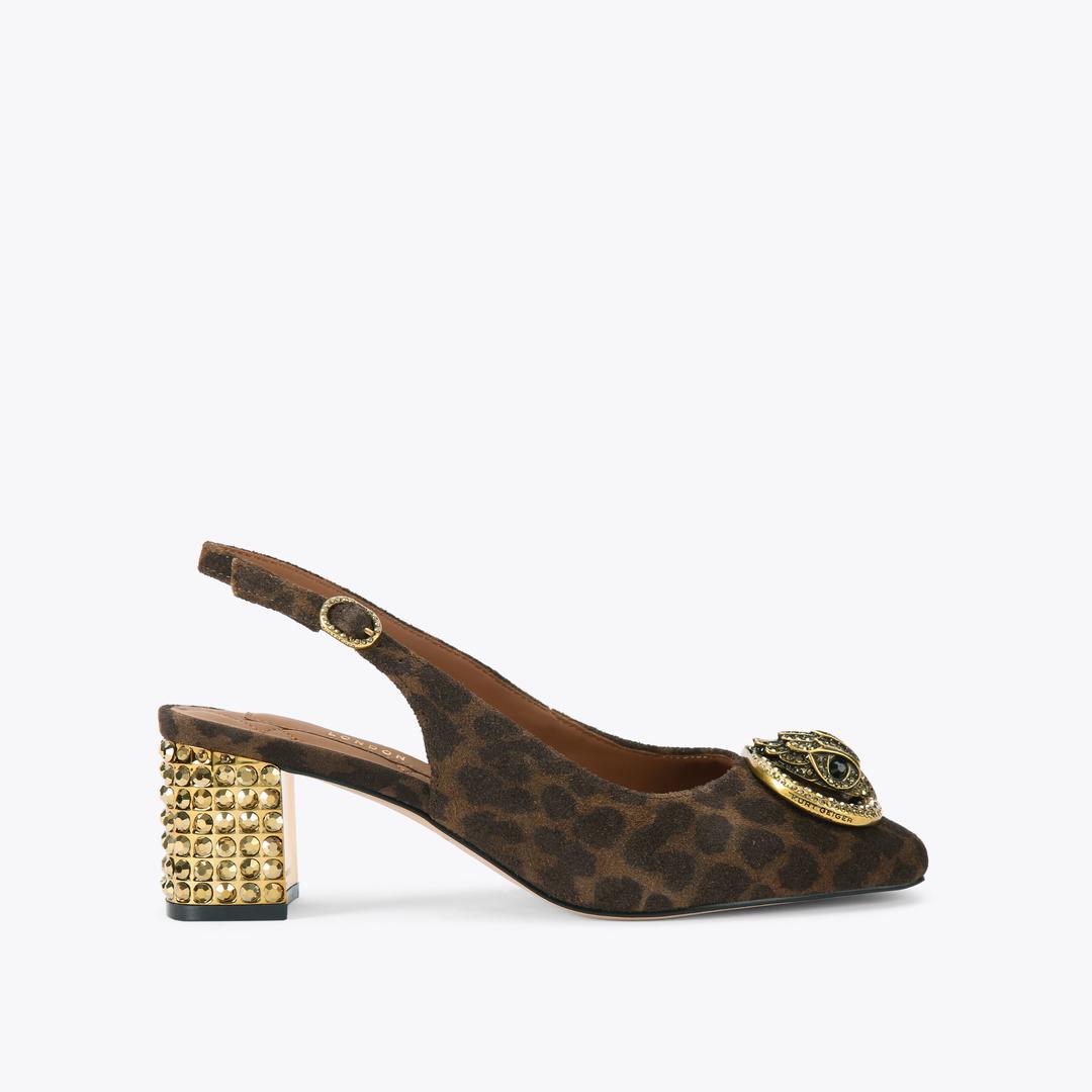 Kurt Geiger Chelsea Block Slingback - Dark Brown Combination