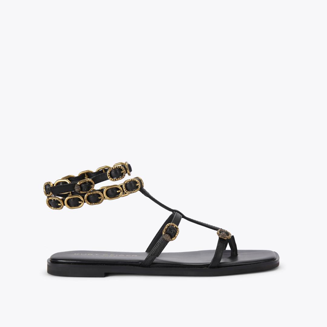 Kurt Geiger Regent Flat Gladiator Sandal - Black